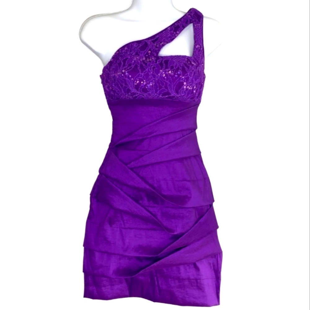 Hailey Logan One Shoulder Purple Dress